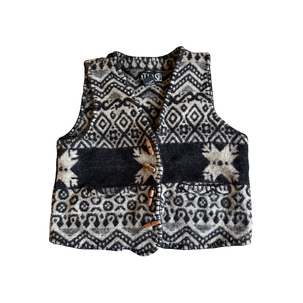 Vintage At Last & Co. Wool Cotton Tribal Vest Womens L Boho Grunge Hipster Fall